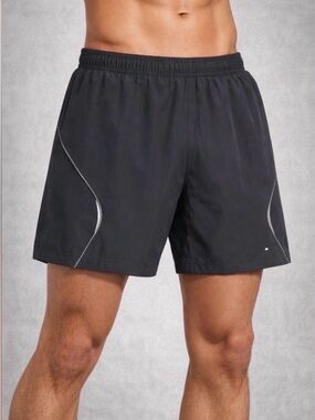 BCG Men’s Running Shorts Medium Black Athletic Brief Liner Zip Pocket(A247)✨